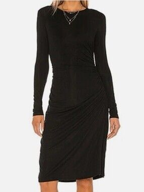 theory ruched sheath dress Theory Sunly Black Pima Cotton Jersey Knit Short Sleeve Ruched Sheath Dress